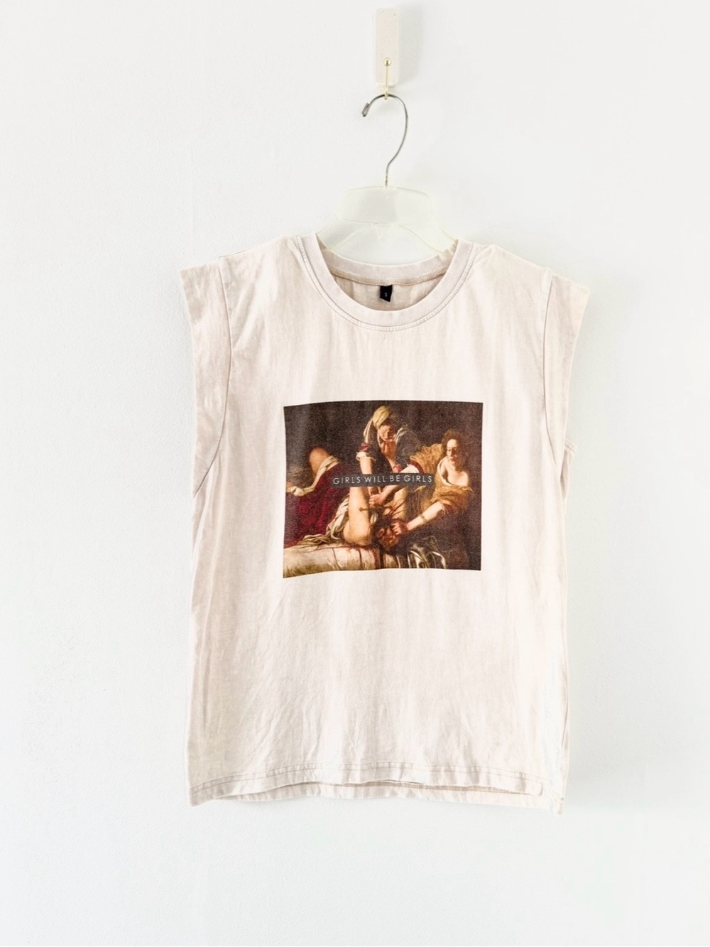 SzS Girls Will Be Girls Graphic Sleeveless Tee in Ivory